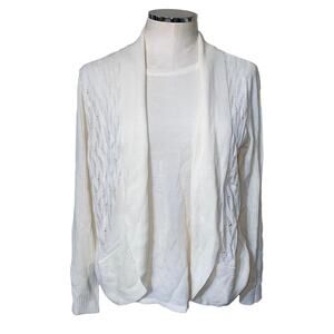 Sara Morgan 2 in 1 Knit Tank/Cardigan Sweater Top in Cream Size Medium